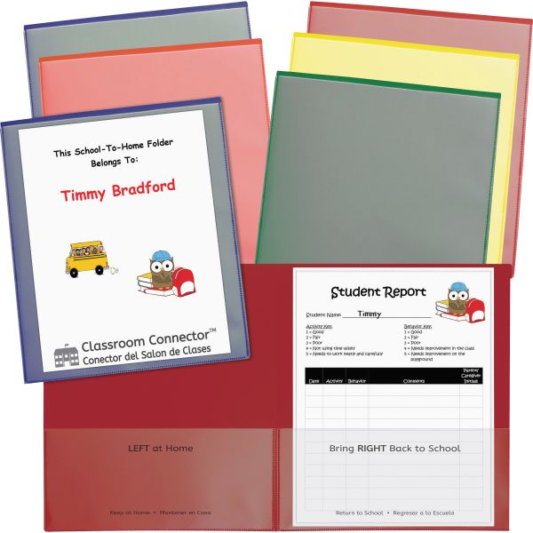 CLI32010 C-Line Classroom Connector Folders, Assorted, 6/Pk