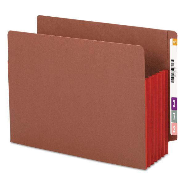 SMD73696 Smead 5 1/4" Exp File Pockets, Straight Tab, Letter, Red, 10/Box
