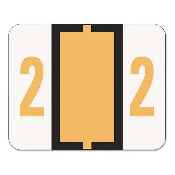 SMD67372 Smead Single Digit End Tab Labels, Number 2, Light Orange, 500/Roll