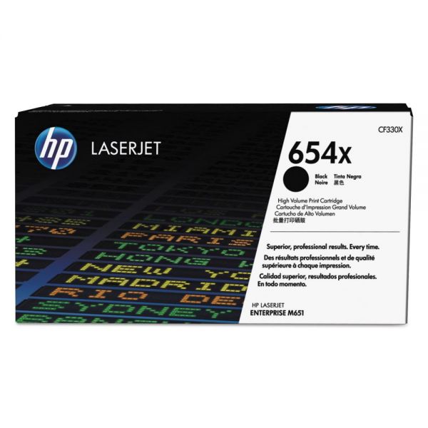 HEWCF330X HP 654X, (CF330X) High Yield Black Original LaserJet Toner Cartridge