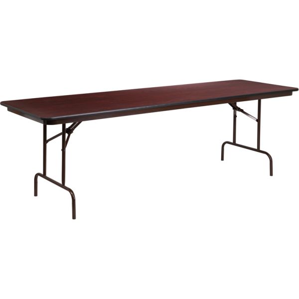 FHFYT3096HIGHWALGG Flash Furniture 30'' x 96'' Rectangular High Pressure Mahogany Laminate Folding Banquet Table