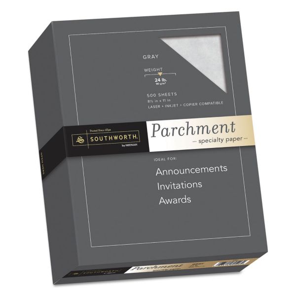 SOU974C Southworth Parchment Specialty Paper, Gray, 24lb, 8 1/2 x 11, 500 Sheets