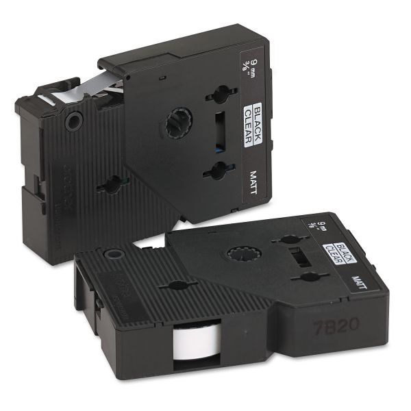 BRTTCMOZ Brother P-Touch TC Tape Cartridges for P-Touch Labelers, 3/8"w, Black on Clear Matte, 2/Pack