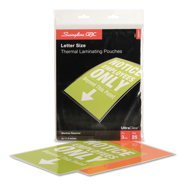 SWI3200577B Swingline GBC UltraClear Thermal Laminating Pouches, 3 mil, 9 x 11 1/2, 25/Pack