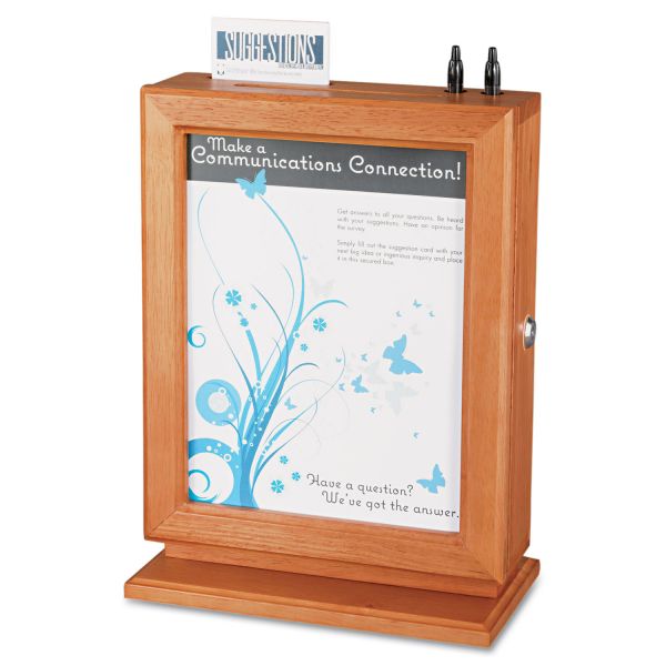 SAF4236CY Safco Customizable Wood Suggestion Box, 10 1/2 x 5 3/4 x 14 1/2, Cherry