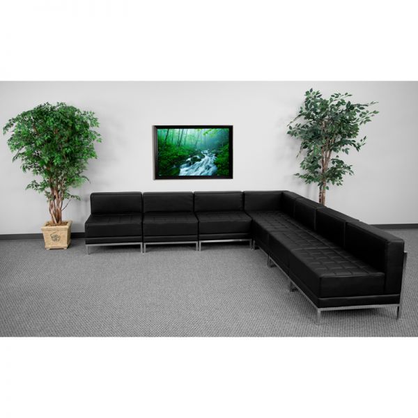FHFZBIMAGSECTSET6GG Flash Furniture HERCULES Imagination Series Black Leather Sectional Configuration, 7 Pieces