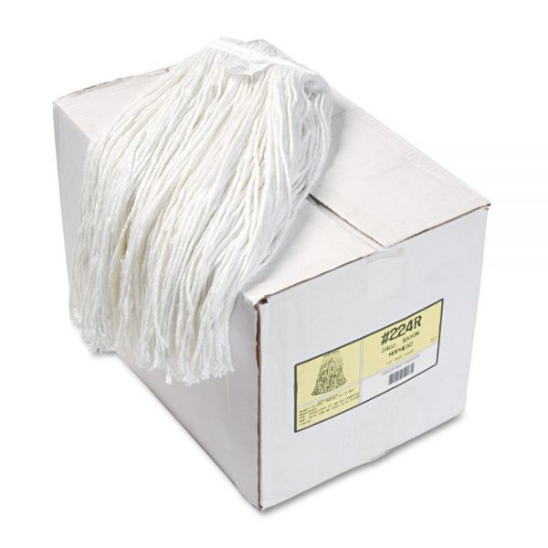 BWK224RCT Boardwalk Premium Cut-End Wet Mop Heads, Rayon, 24oz, White, 12/Carton