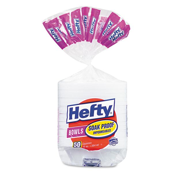 RFPD25012 Hefty Soak Proof Foam Bowls, 12oz, 50/Pack