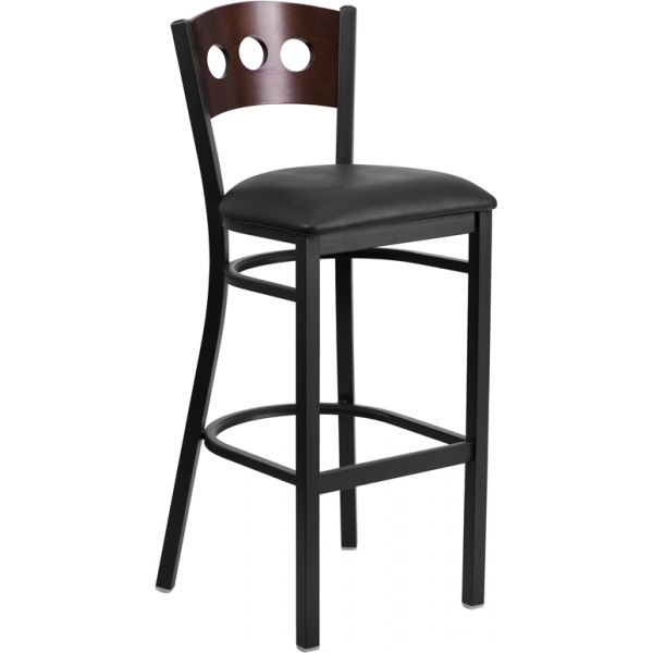 FHFXUDG60516WALBARBLKVGG Flash Furniture HERCULES Series Decorative 3 Circle Back Barstool