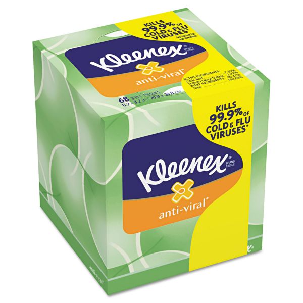 KCC25836BX Kleenex Anti-Viral Facial Tissue, 3-Ply, 68 Sheets/Box