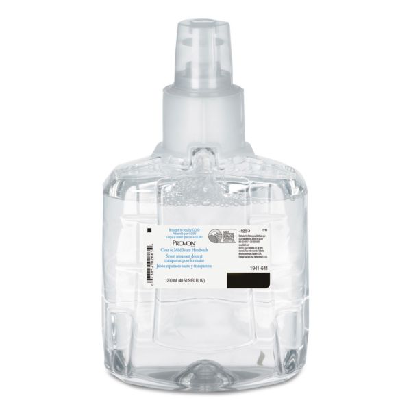 GOJ194102 PROVON Clear & Mild Foam Hand Wash, 1200mL Refill, Unscented, 2/Carton