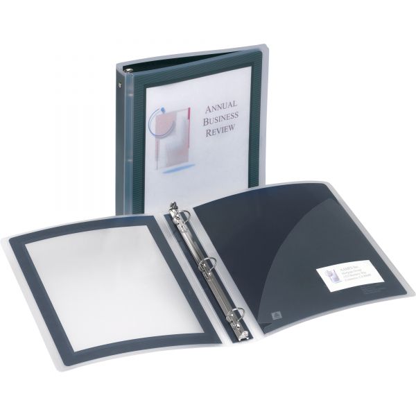 AVE17686 Avery Flexi-View Binder w/Round Rings, 11 x 8 1/2, 1" Cap, Black