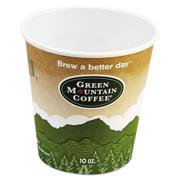 GMT93767PK Green Mountain Coffee Eco-Friendly Paper Hot Cups, 10oz, Green Mountain Design, Multi, 50/Pack