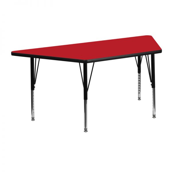 FHFXUA2448TRAPREDHPGG Flash Furniture Height Adjustable Trapezoid Activity Table