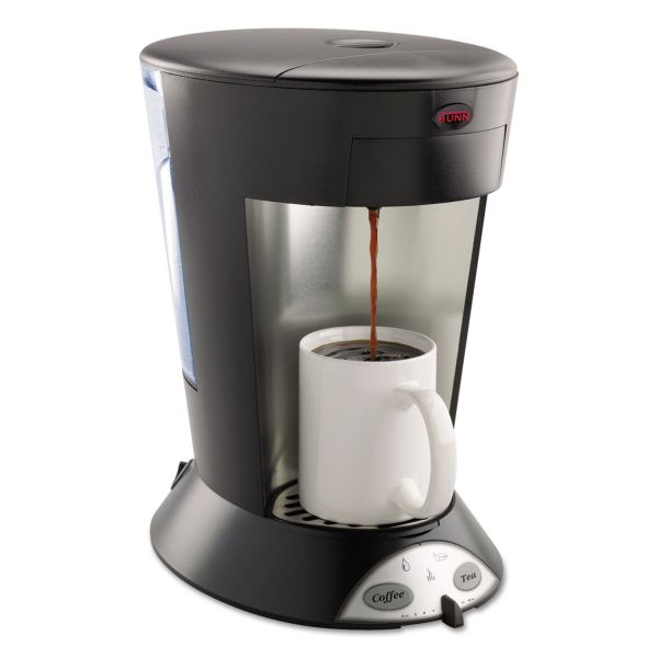 BUNMCP BUNN My Cafe Pourover Commercial Grade Coffee/Tea Pod Brewer, Stainless Steel, Black