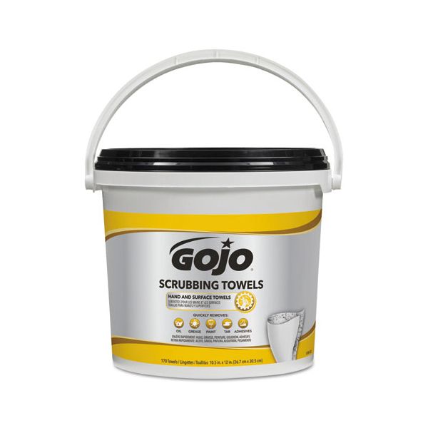 GOJ639802 GOJO Scrubbing Towels, Hand Cleaning, White/Yellow, 170/Bucket