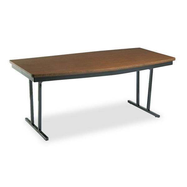 BRKECT366WA Barricks Economy Conference Folding Table, Boat, 72w x 36d x 30h, Walnut/Black