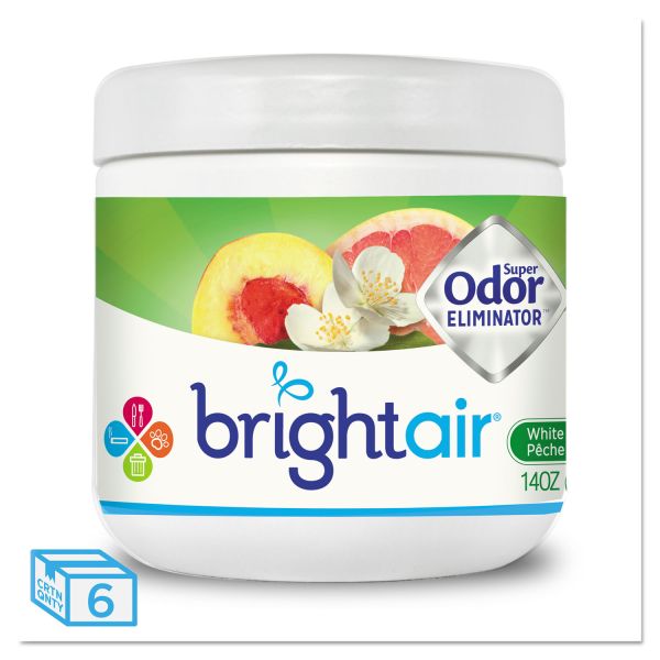 BRI900133CT BRIGHT Air Super Odor Eliminator, White Peach and Citrus, 14oz, 6/Carton