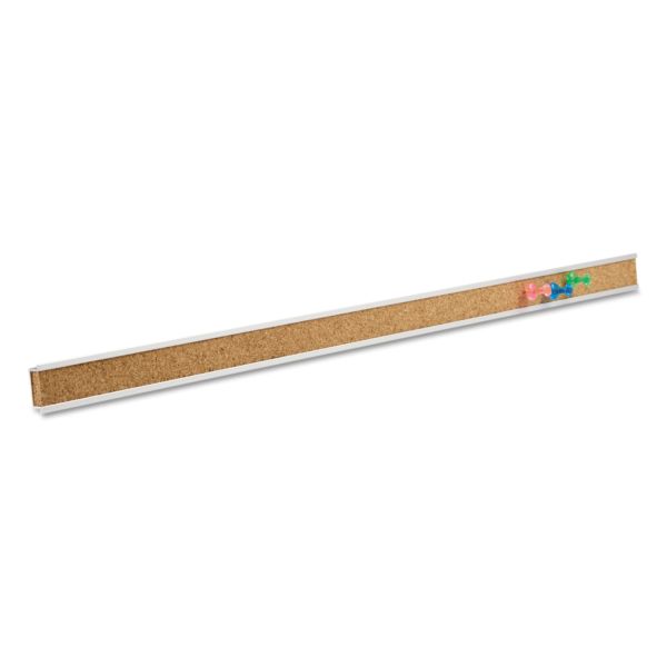 QRT2006 Quartet Bulletin Bar I Natural Cork Bulletin, 48 x 1, Brown, Silver Aluminum Frame