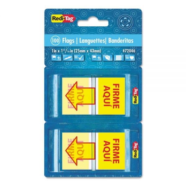 Redi Tag Spanish Page Flags In Pop Up Dispenser FIRME AQUl Red