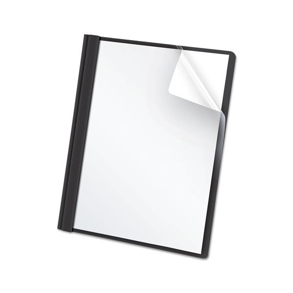 OXF55806 Oxford Clear Front Report Cover, 3 Fasteners, Letter, 1/2" Capacity, Black, 25/Box