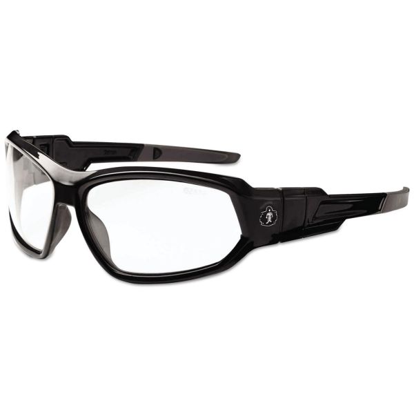 EGO56003 ergodyne Skullerz Loki Safety Glass/Goggle, Black Frame/Clear Lens, AF, Nylon/Polycarb