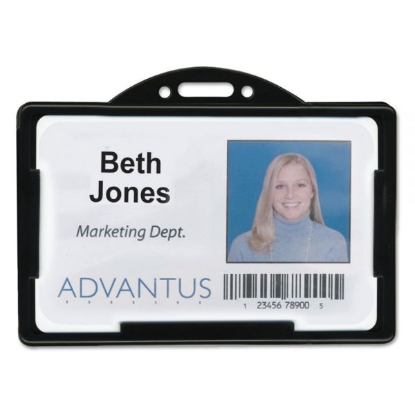 AVT75656 Advantus Horizontal ID Card Holders, 3 3/8 x 2 1/8, Black, 25 per Pack