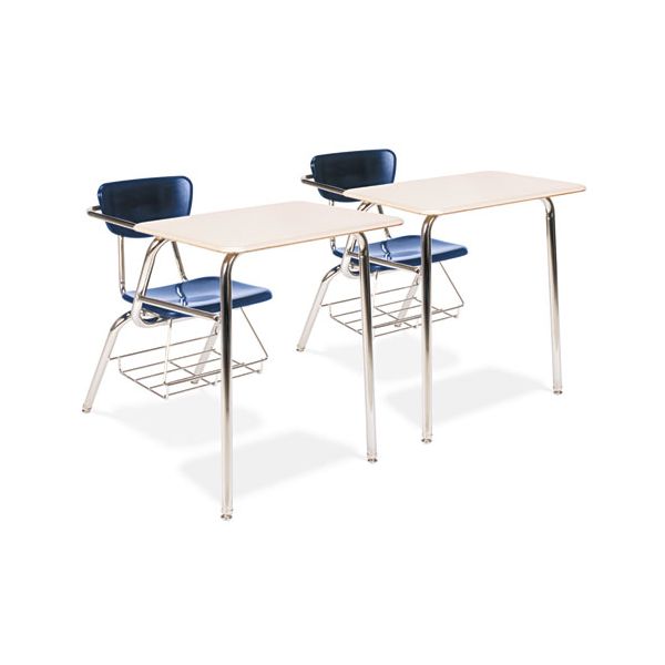VIR3400BR5196 Virco 3400 Series Chair Desk, 22-3/4w x 35-3/4d x 29-1/4h, Sandstone/Navy, 2/Carton