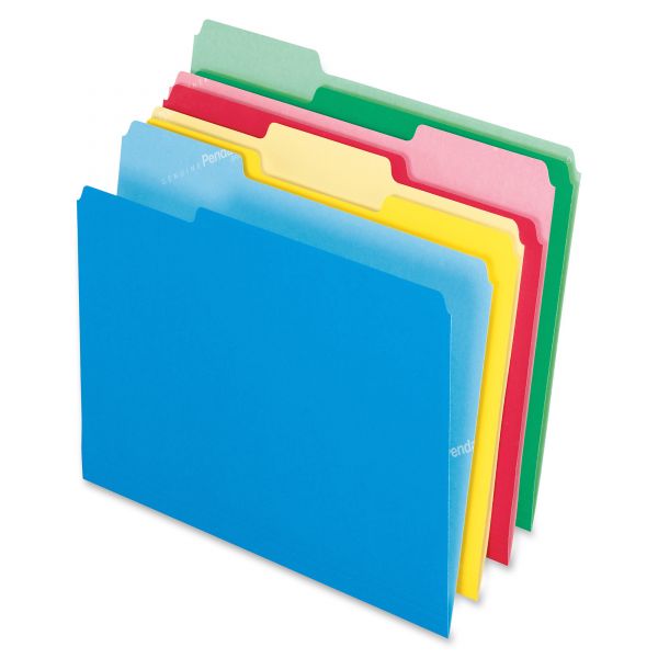 PFX48440 Pendaflex CutLess File Folders, 1/3 Cut Top Tab, Letter, Assorted, 100/Box