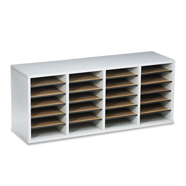 SAF9423GR Safco Wood/Laminate Literature Sorter, 24 Sections, 39 1/4 x 11 3/4 x 16 3/8, Gray