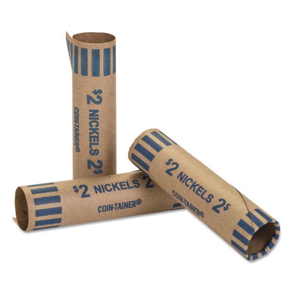 CTX20005 Coin-Tainer Preformed Tubular Coin Wrappers, Nickels, $2, 1000 Wrappers/Box