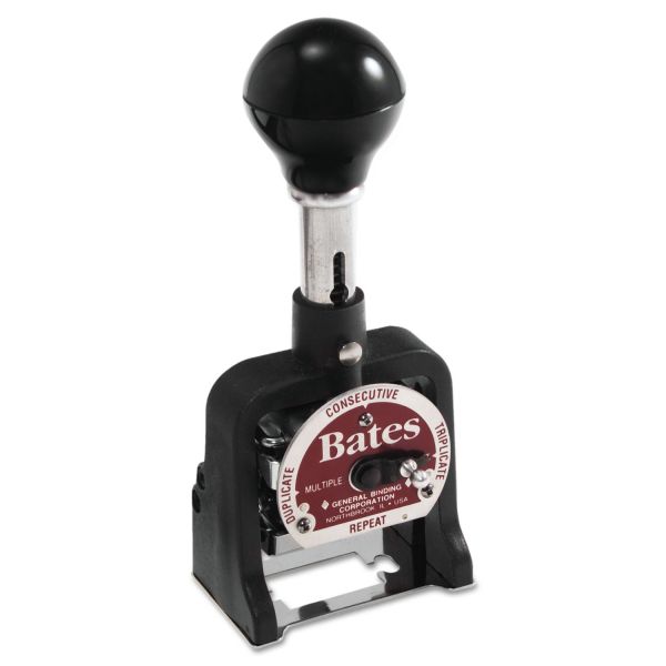 AVT9820325 Bates Multiple Movement Numbering Machine, Seven Wheels, Re-Inkable, Size E, Black