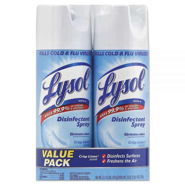 RAC89946PK LYSOL Brand Disinfectant Spray, Crisp Linen, 12.5 oz Aerosol, 2/Pack