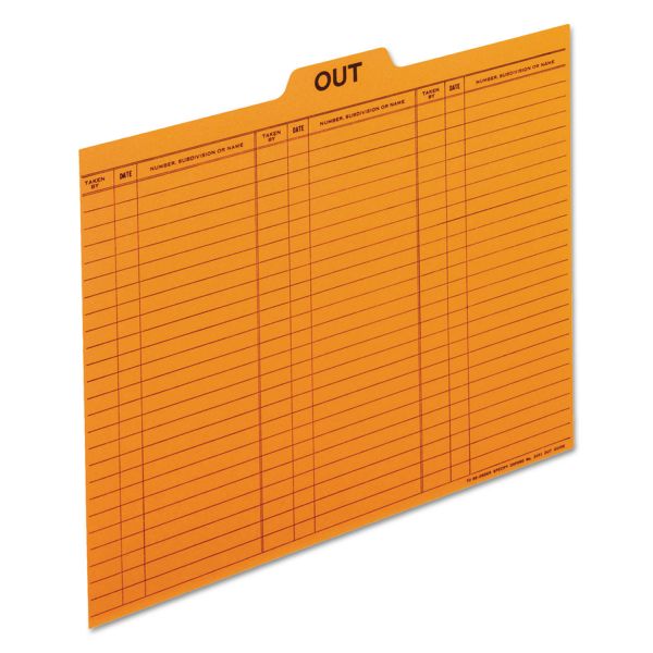 PFX2051 Pendaflex Out/Substitution Guides, 1/5 Top Tab, 11 pt Stock, Letter, Salmon, 100/Box