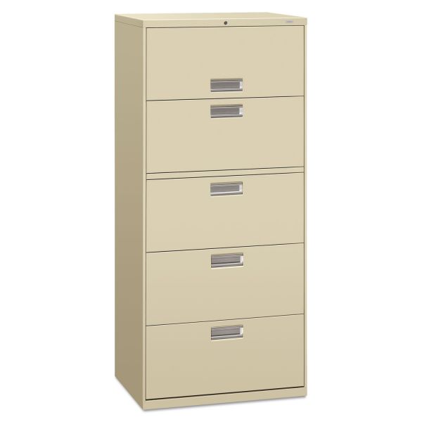 HON675LL HON 600 Series Five-Drawer Lateral File, Letter/Legal/A4, 30w x 19-1/4d, Putty