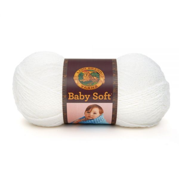 NOTM067714 Lion Brand Baby Soft Yarn - White Pomp