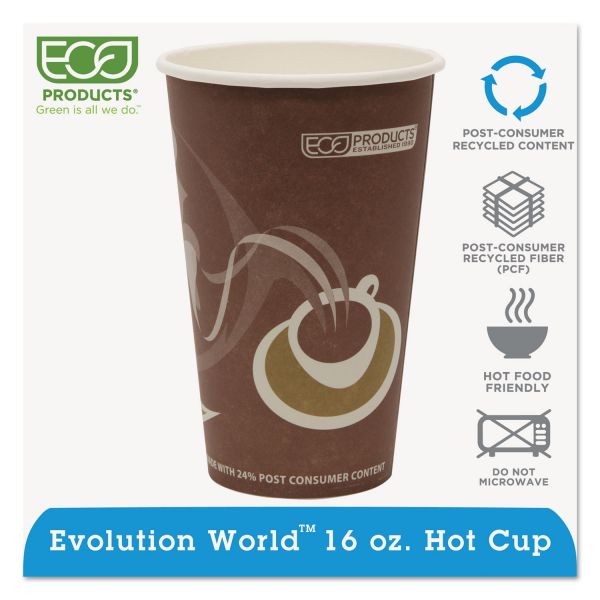 ECOEPBRHC16EW Eco-Products Evolution World 24% Recycled Content Hot Cups - 16oz., 50/PK, 20 PK/CT
