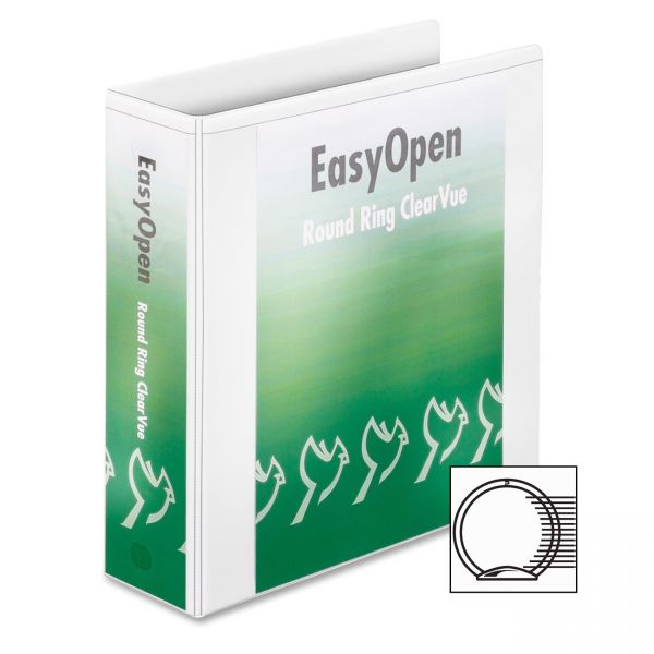 CRD11130 Cardinal Premier Easy Open ClearVue Locking 3-Ring View Binder, 3" Capacity, Round Ring, White