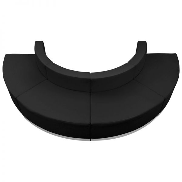 FHFZB803520SETBKGG Flash Furniture HERCULES Alon Series Black Leather Reception Configuration, 4 Pieces