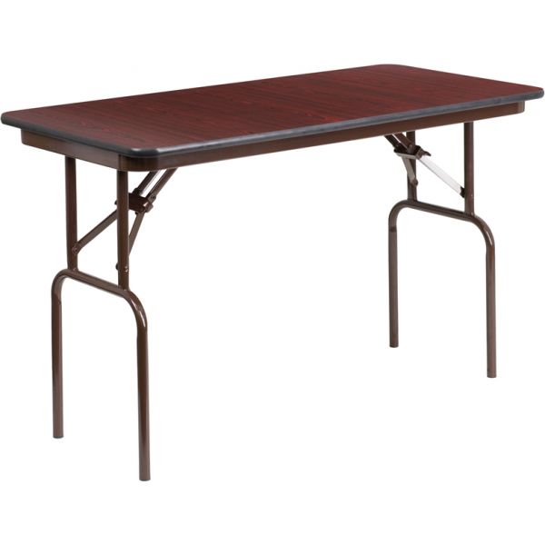 FHFYT2448MELWALGG Flash Furniture 24'' x 48'' Rectangular Mahogany Melamine Laminate Folding Banquet Table
