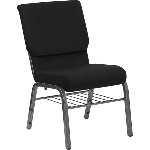 FHFXUCH60096BKSVBASGG Flash Furniture Black Fabric Big & Tall Church Chair