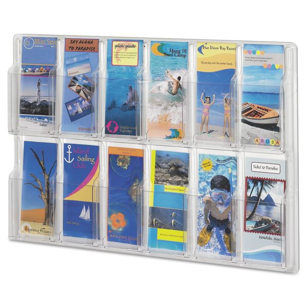 SAF5604CL Safco Reveal Clear Literature Displays, 12 Compartments, 30 w x 2d x 20 1/4h, Clear
