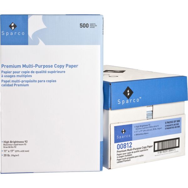SPR00812 Sparco Premium Multi-Purpose White 11" x 17" Copy Paper