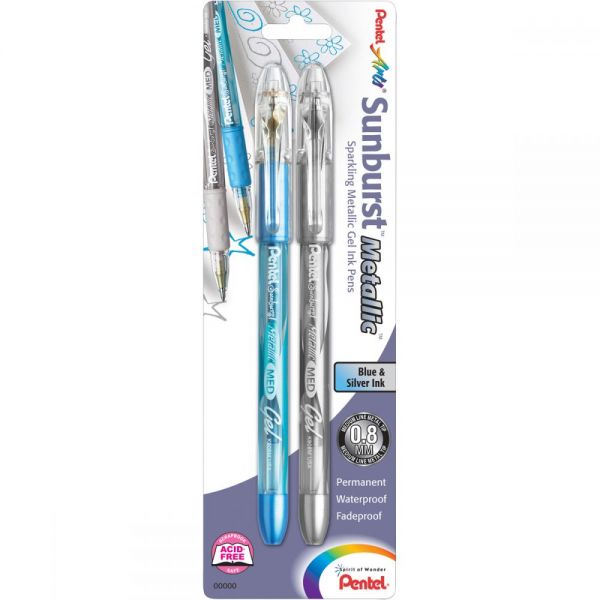 NOTM377173 Sunburst Metallic Gel Pen Medium Line 2/Pkg