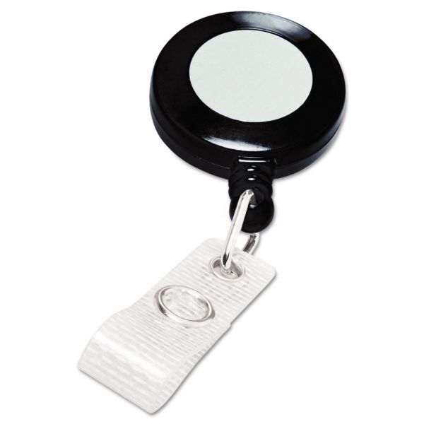 GBC3748022 GBC Retractable Name Badge Reel w/Clip, 3 ft Extension, Black, 25/Box