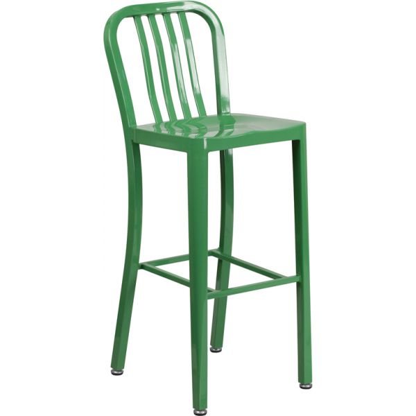 FHFCH6120030GNGG Flash Furniture 30'' High Indoor-Outdoor Barstool with Vertical Slat Back