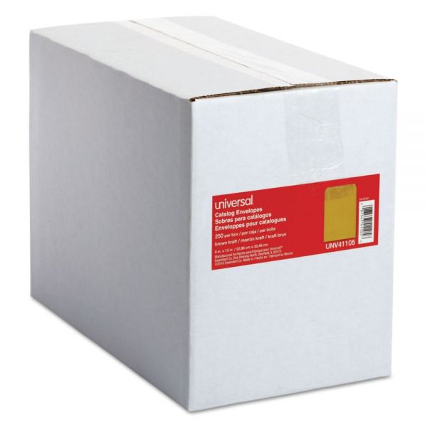 UNV41105 Universal Catalog Envelope, Center Seam, 9 x 12, Brown Kraft, 250/Box