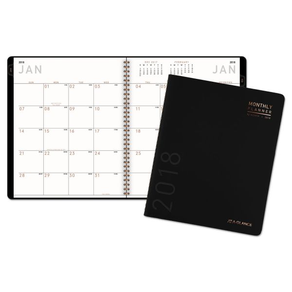 AAG70260X05 AT-A-GLANCE Contemporary Monthly Planner, Premium Paper, 8 7/8 x 11, Black Cover, 2019