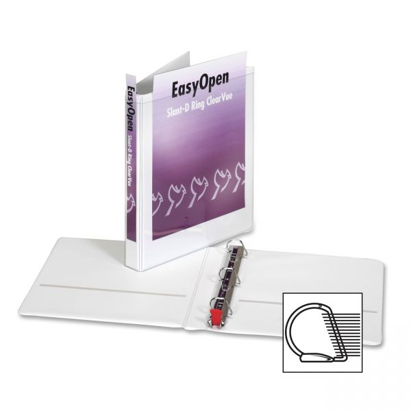 CRD10300 Cardinal Easy-Open ClearVue Locking 3-Ring View Binder, 1" Capacity, Slant-D Ring, White