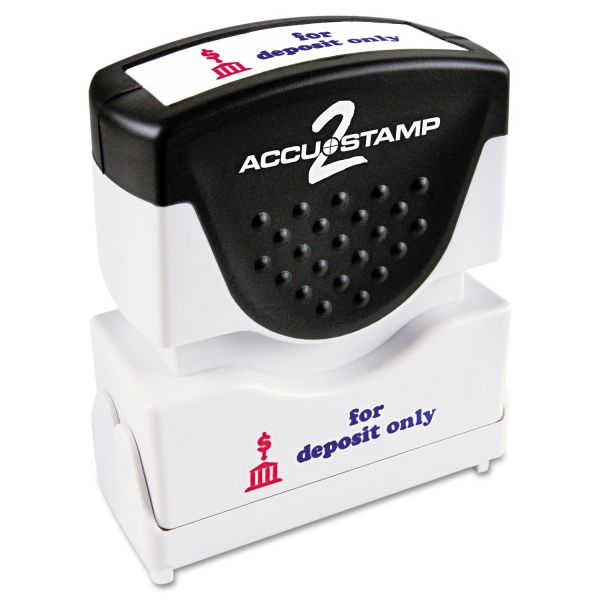 COS035523 ACCUSTAMP2 Pre-Inked Shutter Stamp, Red/Blue, FOR DEPOSIT ONLY, 1 5/8 x 1/2